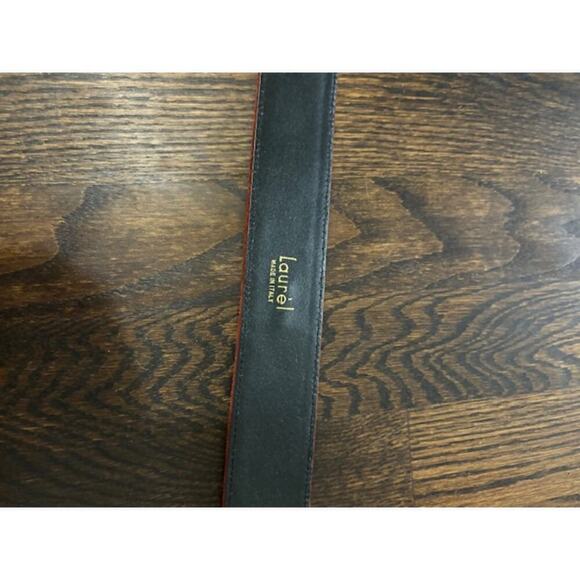 Vintage Laurel Genuine Leather Belt Made in Italy Red Suede Gold Leaf Detail XS - Picture 7 of 8